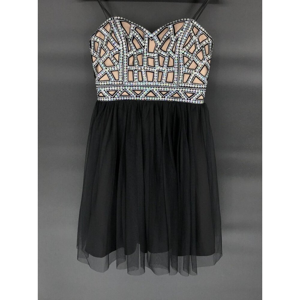 Vintage Blondie Nites Stacy Sklar Strapless Embellished Tulle Dress 7 Y2k Prom